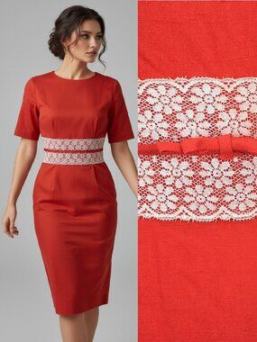 Vtg 50s fitted dress w/ lace waist - Vicky Vaughn brand - NWT